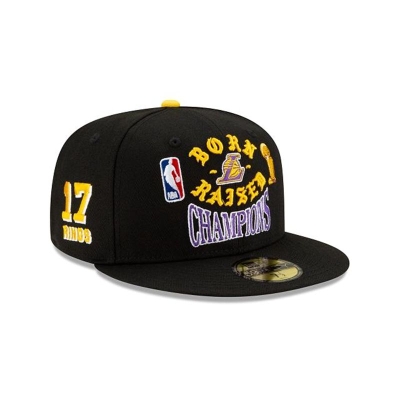 Los Angeles Lakers Gorra | New Era NBA Born X Raised Championship 59fifty Fitted Cap Mexico - Negros